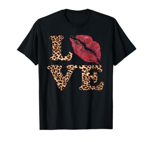 Imprimé léopard Love lèvres Rouges T-Shirt