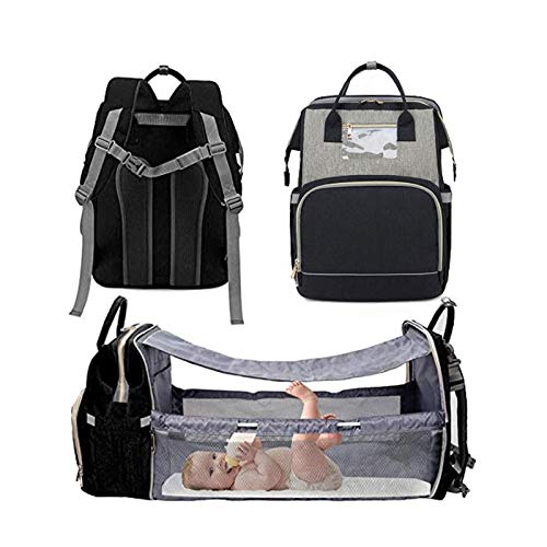 5-in-1 Baby Krippe Wickeltasche Rucksack Mit Automatisch Zusammenklappbaren Krippe, Multifunktionale Tragbare Reise Baby Stubenwagen Windel Rucksack