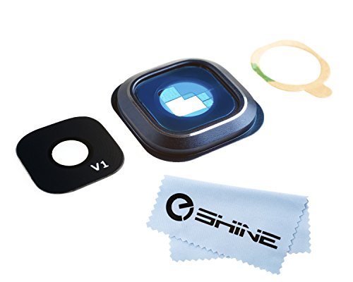 EShine Back Rear Camera Glass Lens Cover Ring Replacement + Adhesive for Samsung Galaxy Note 5 N920 (ALL CARRIERS)+ EShine Cloth (Blue)