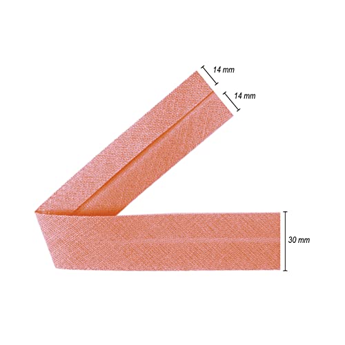 TEXTEX = 30mm Wide Bias Binding Tape. 50% Cotton and 50% Polyester. 10m Piece - (Coral) - Image 3