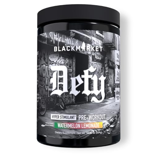 BLACKMARKET DEFY – High-Stimulant Pre-Workout Powder | 450mg Caffeine, Eria Jarensis, Dendrobium, L-Citrulline | Watermelon Lemonade Flavor | Intense Energy, Pump & Focus | 40/20 Servings