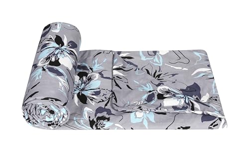 la' amour Super Premium Quilt Cover Double Bed with Zipper Blanket Cover/rajai Cover/Comforter Cover/Duvet Cover King Size Soft Cotton Breathable Skin Friendly Stuff 90x100 Inches, Color- Grey Black