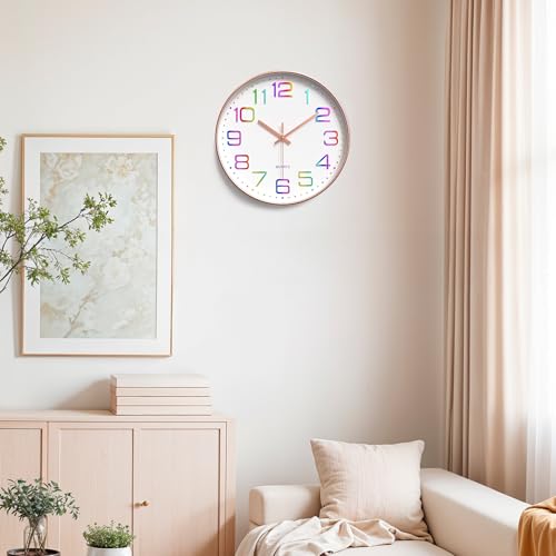CIOXSOIO 30cm Wanduhr Lautlos, 3D Ziffern Wanduhr Ohne Tickgeräusche, Modern Wand Uhr Analog Leicht zu Lesen, 12 Zoll Leise Wall Clock Deko für Wohnzimmer Küche Büro Schule Kinderzimmer