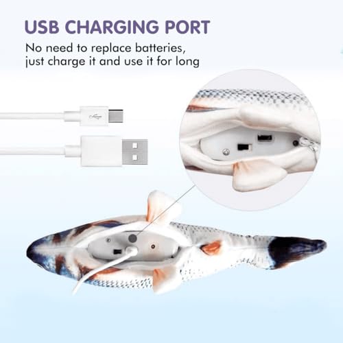 Kidology Floppy Fish Soft Toy for Dogs, Puppy Chew & Kicker - Moving Interactive Toy, USB-Chargeable, Indoor Playing, Exercising - Image 3