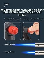 Uadme Gasbrenner, 1300 ℃ Lötbrenner Professional, Bunsenbrenner Tragbar, Brenner für Gaskartuschen, Einstellbare Feuer Pistole, Gasflaschen Brenner Aufsatz, Elektronische Zündung – Ansicht 6