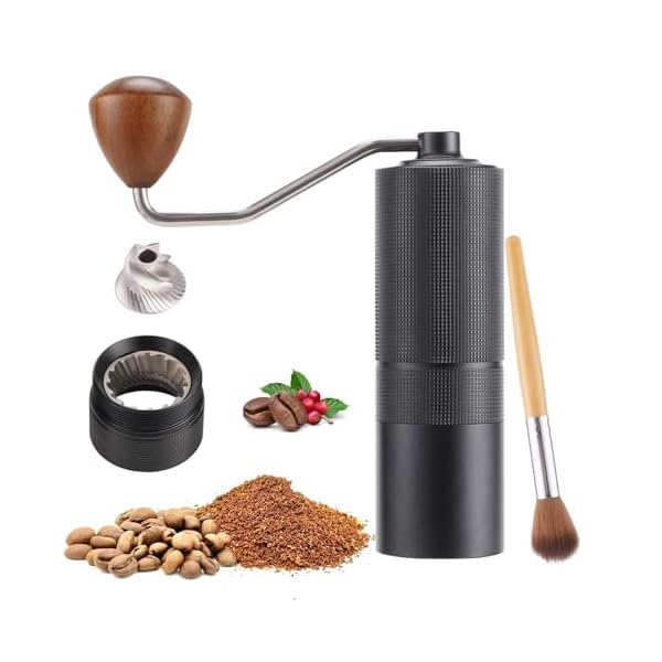 Manual Coffee Bean Grinder,Popsweeter C38 hand coffee grinder with Stainless Steel Conical Grinding Burr for Espresso,Pour Over,FrenchPress,Moka,Americano, for Office Home Traveling Camping