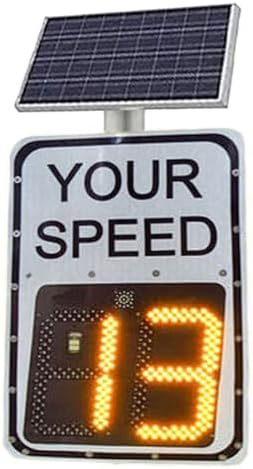 Solar-Powered Reflective Speed Limit Sign, 20″x27″/24″x35″ Radar Speed Detector for Cars, Durable Aluminum with Accessories, Enhance Road Safety & Visibility