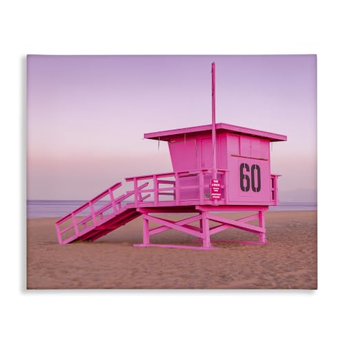 'Pink Beach Shack Photography Purple Sky Coast'| Canvas Art