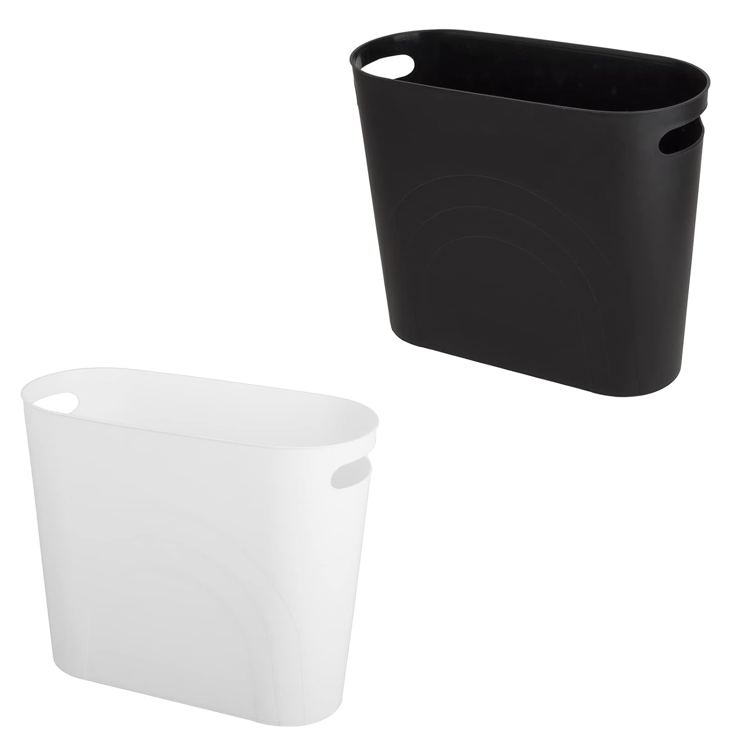 zoocatia Small Trash Can Garbage Can Container Bin with Handles 3 Gallons Plastic Wastebasket for Bathrooom, Bedroom, Office, Kitchen, Laudry Room, Dorm Room - Black +White