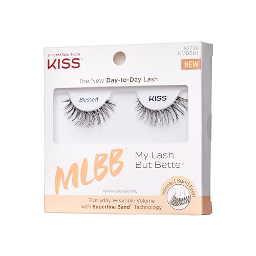 Image of KISS My Lash But Better False Eyelashes, Blessed', 12 mm, Includes 1 Pair Of Lash, Contact Lens Friendly, Easy to Apply, Reusable Strip Lashes (Pack of 4)