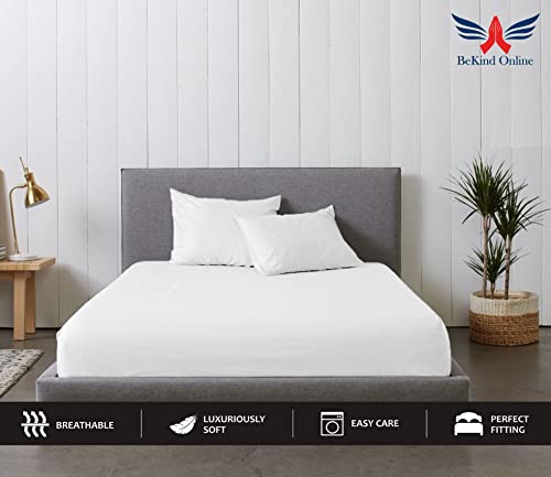 Image of Alberta King - 96 inchx96 inch Size Luxury 600 Thread-Count 100% Egyptian Long Staple Cotton Sheets Set Sheet Set Soft & Silky Sateen Weave 40 Inch Deep-Pockets - Alberta King, White
