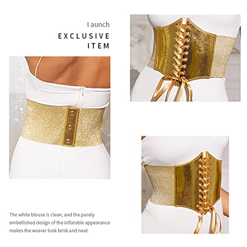 Gold Corset Belt Big Gold Belt For Women Elastic Belt for Dress Wide Dress Belt Corset Underbust Waist Cinchs Belt4