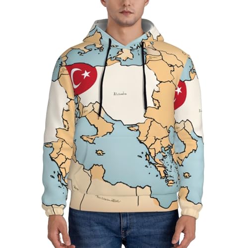 Distribution Map Of Turkey Men'S Casual Sweatshirt Hoodie, Long Sleeve Hooded Pullover With Pocket And Drawstring2