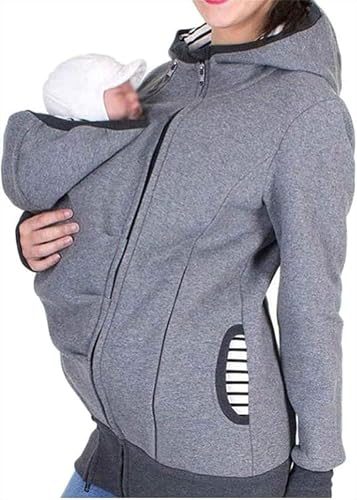 001,3XL, Felpa con Cappuccio 3 in 1 per Marsupio Porta Bebè da Donna, con Cerniera, Cappotto A Canguro, Top per Gravidanza, Porta Bebè, Felpa con Cappuccio in Pile