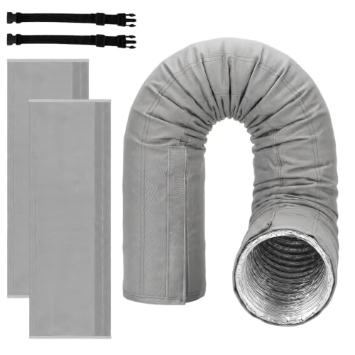 Image of Portable AC Hose Insulation Sleeve,60 inch Long Cover with Aluminum Foil for 5 inch-5.9 inch Exhaust Hose (Grey /2pcs)
