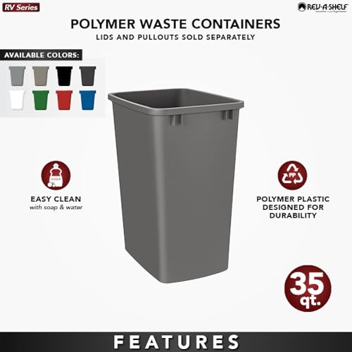Contenedor de basura rectangular 35 qt polímero negro miniatura 4
