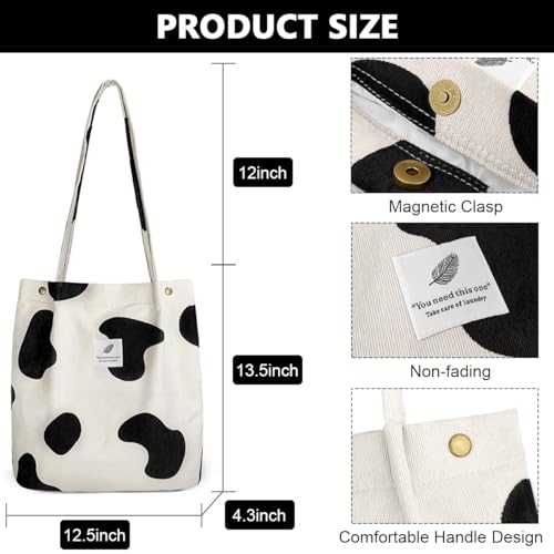 PALAY Hand Bags Corduroy Tote Bags For Women Large Capacity Shoulder Bag with Inner Pocket for School Work Shopping Travel Daily Use Grocery Casual 4