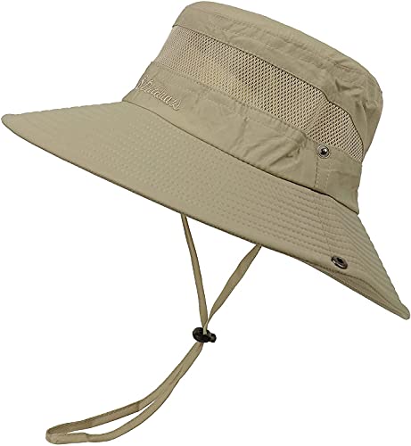 Century Star Sun Hats For Men Wide Brim Hat Women Beach Fishing Outdoor Summer Safari Boonie Hat Upf 50+ Sun Protection Dark Khaki One Size #TOP1
