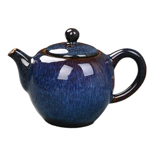 Image of Porcelain Teapot, 9oz Tea Pot Small Teapot Chinese Tradition Kiln-changed Glaze Colored Ceramic Tea kettle (blue)