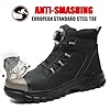 COOU Steel Toe Cap Boots Mens Womens Waterproof Work Boots Anti Slip Lightweight Ankle Support Quick Lace Safety Boot Black 10UK #2