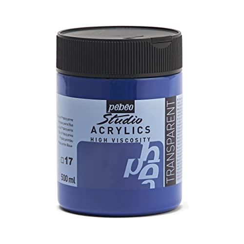 Pebeo Acrílico Fine Studio - Pintura Acrílica, 500 ml, Azul (Azul De Phtalocianina)