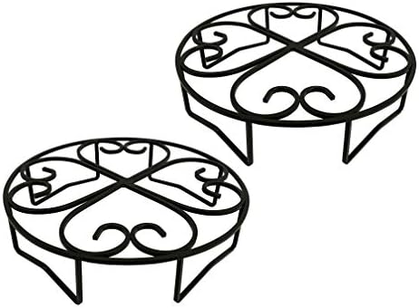 COCOYARD GARDEN SUPPLY 10 Inch Metal Plant Stand, Set of 2, Heavy Duty Flower Pot Holder Rack for Indoor Outdoor, Metal Rustproof Iron Planter Pot Trivet, Great Gift for Plant Lovers or Any Occasion