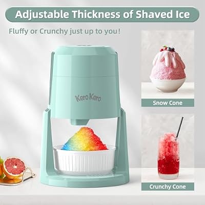 Professional Shaved Ice Machine: RX03 Electric Snow Cone Maker & ICEE Machine for Home, 60W Power, 120V Universal Voltage, Create Fluffy Ice Snow Cones, Slushies and Frozen Treats-Green (Green)