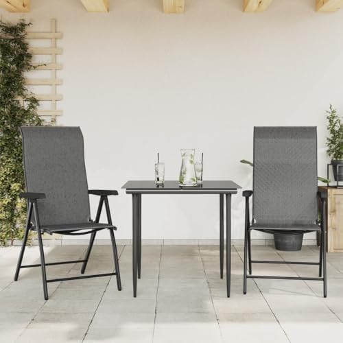 YNGBHFNOP Lot de 2 Chaises Pliantes de Jardin en Résine Tressée Gris, Réglables en Hauteur, Confortables avec Accoudoirs, pour Terrasse, Balcon, Jardin, Salon...