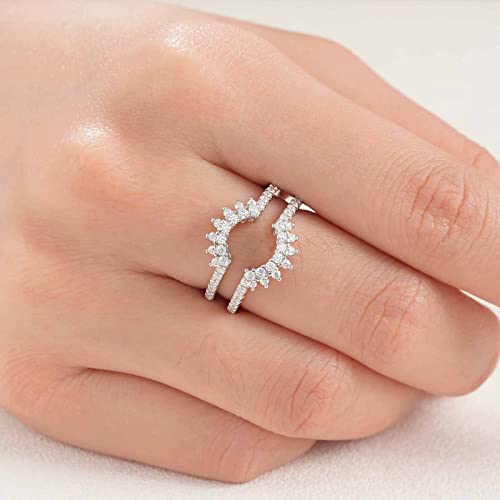 Newshe Jewellery Ring Enhancer for Engagement Rings AAAAA Cz Curved Wedding Band for Women 925 Sterling Silver Eternity Size 4-114