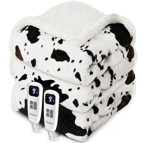 blunique Heated Blanket King Blanket - Fast Heating Electric Blanket, Soft Flannel Heated King with...