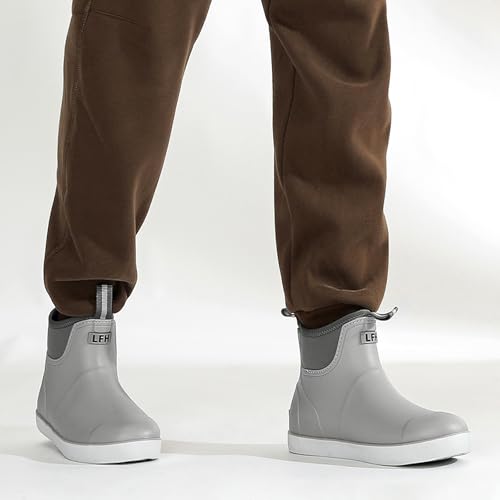 Image of Men's Deck Boots, Waterproof Non-Slip Ankle Rain Boots for Fishing