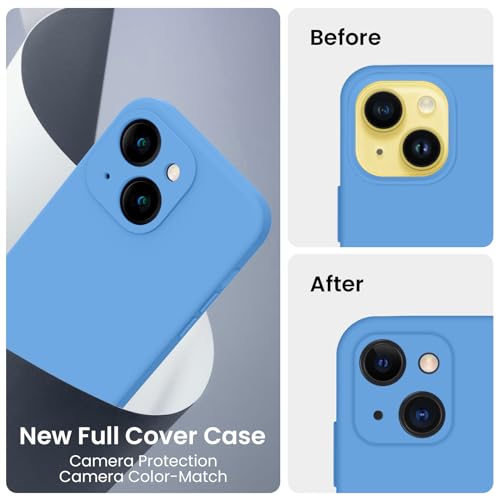 Image of FireNova Designed for iPhone 14 Case, Silicone Upgraded [Camera Protection] Phone Case, Soft Anti-Scratch Microfiber Lining Inside, 6.1 inch, Blue