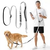 XiaZ Hands Free Dog Leash,Versatile Crossbody Dog Leash,5.9-7.9 FT Waist Belt with Double Handles for Small Medium and Large Dogs Walking, Running and Jogging, Gray