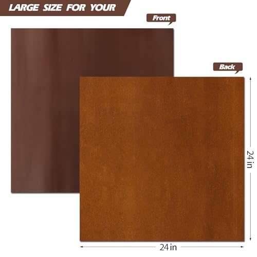 Image of RingSun Genuine Leather Sheets for Crafts 24''X24'' Full Grain Leather Tooling Leather (2mm) Thick Cowhide Leather Pieces Square, Dark Brown