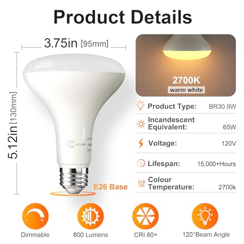 Tjoy 12 Pack Br30 Led Bulbs 65W Equivalent, Dimmable Indoor Flood Lights Bulb thumb #1