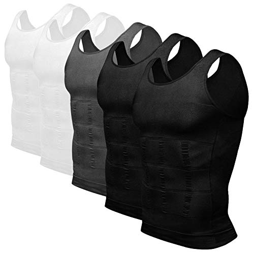Odoland 6 Pack Men's Body Shaper Slimming Shirt Tummy Vest Thermal Compression Base Layer Slim Muscle Tank Top Shapewear #TOP2