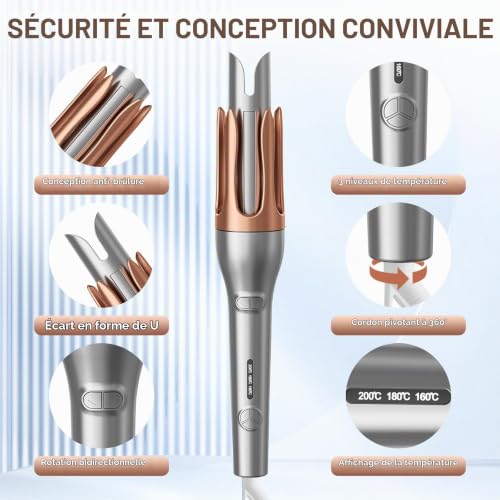 Anluomafuy Fer à Friser Automatique 32mm, 3 Températures, Tous Cheveux – vue 4