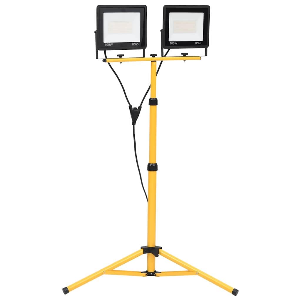 vidaXL LED Fluter mit Stativ Außenstrahler Scheinwerfer Baustrahler Flutlicht Gartenstrahler Arbeitsscheinwerfer Arbeitsleuchte 2x100W Kaltweiß
