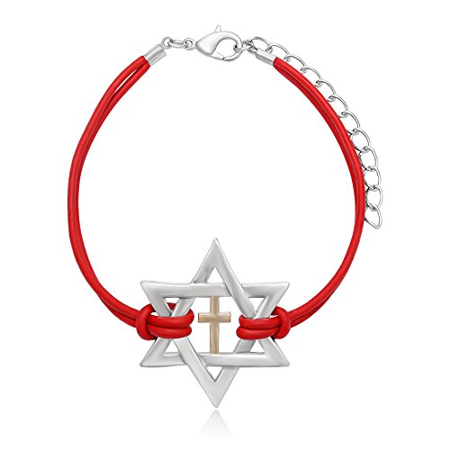 Image of Jewish Charm Star of David Abalone Shell Wire Openable Crystal Bangle Bracelet