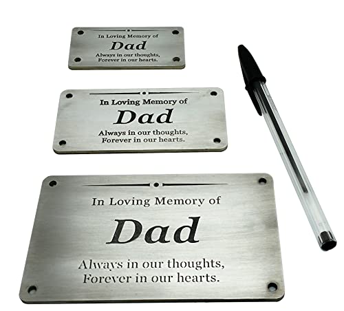 Aluminum Dad Memorial Plaques, Available In 3 Sizes. These Engraved, Heavy Duty Outdoor Plaques Are Handmade And Make Ideal Remembrance, Bereavement, Or Condolence Gifts. (Small (3" X 1.5")) #TOP4