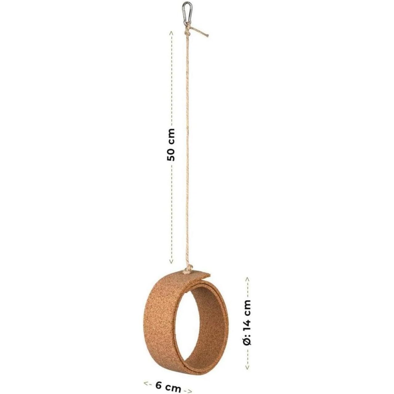Set di 6 accessori per uccelli in sughero, seduta, altalena, giocattolo e cura naturale per uccelli, in sughero pressato, facile da montare, con sughero dal Portogallo