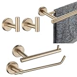 JQK Bathroom Hardware Set, 5-Piece Bath Accessories Set Champagne Bronze Wall Mount Includes 24 in Towel Bar, 9 in HT Bar, TP Holder, Towel Hook x 2, BAS105-CB