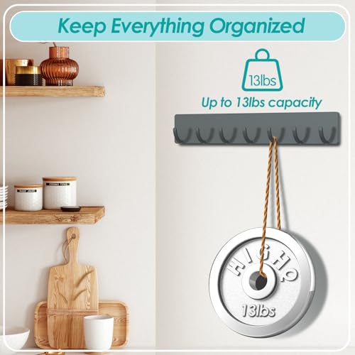 GeeRic Key Holder for Wall - Adhesive 7 Hooks Rack for Living Room, Kitchen, Office - Gray Hangers for Wall Décor - Cosy Home Interiors GeeRic Key Holder for Wall - Adhesive 7 Hooks Rack for Living Room, Kitchen, Office - Gray Hangers for Wall Décor - Image 3