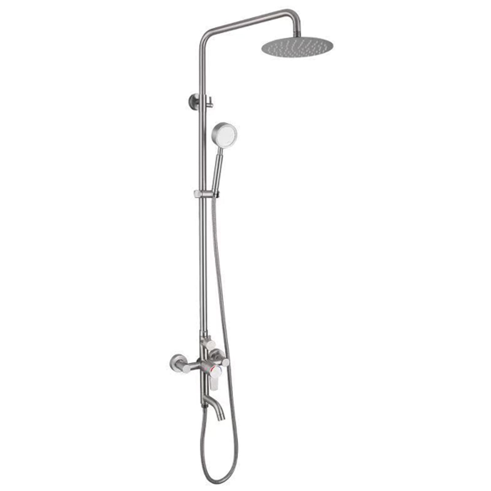 Pomme de douche à effet pluie réglable en hauteur avec mitigeur thermostatique de bain