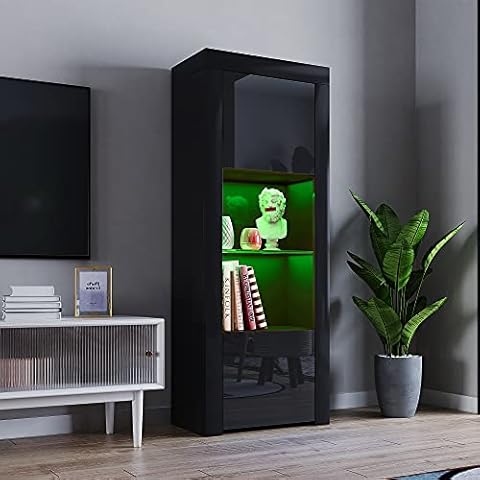 Panana 2 Door LED Tall Sideboard with Glass Shelf Cover