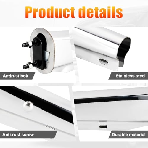 Image of Stainless Steel Straight Spring Loaded Mud Flap Hanger Set 1-1 /8 inch Bolt Spacing 30 inch Length for Semi Trucks, 1-1 /8 inch Bolt, 2 pcs, Silver