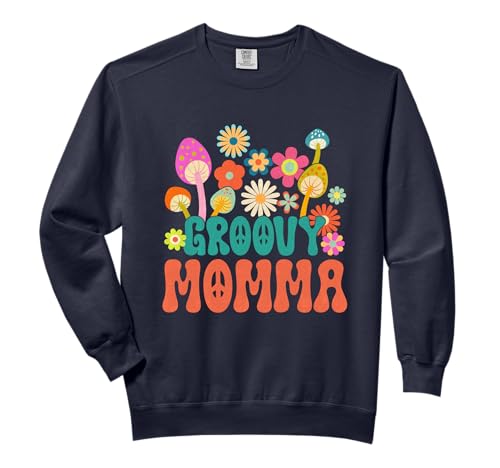 Retro Groovy Momma Gifts For Mother's Day Hippie Flower Comfort Colors Adult Sweatshirt