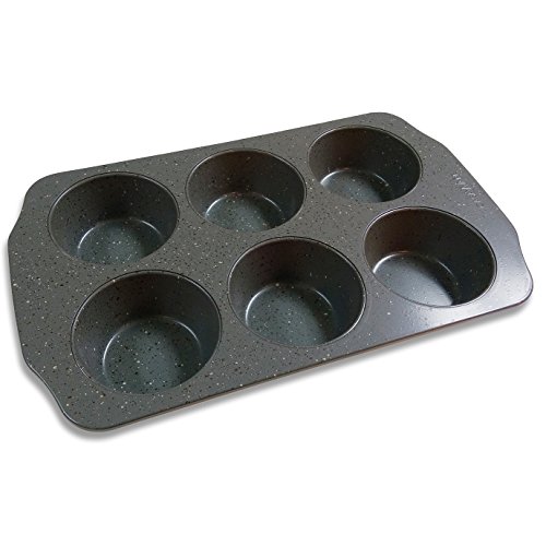 Casaware Jumbo Muffin Pan 6 Cup Ceramic Coated Non-Stick (Silver Granite) #TOP1