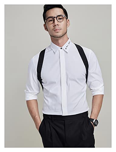 Kedofe Men's Suspenders Heavy Duty Side Clips Suspenders-For-Men Swivel Hooks Adjustable Elastic Straps (Beige-Clip) #TOP6