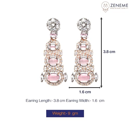 Intramural Quirky Drop Earrings with Rhodium American Diamond